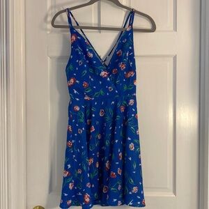 Blue flora mini dress